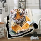 Новейшее одеяло с 3D принтом тигра, фланцевое одеяло, модное одеяло для взрослых, для дома и офиса, моющееся одеяло, удобное постельное белье для взрослых и детей