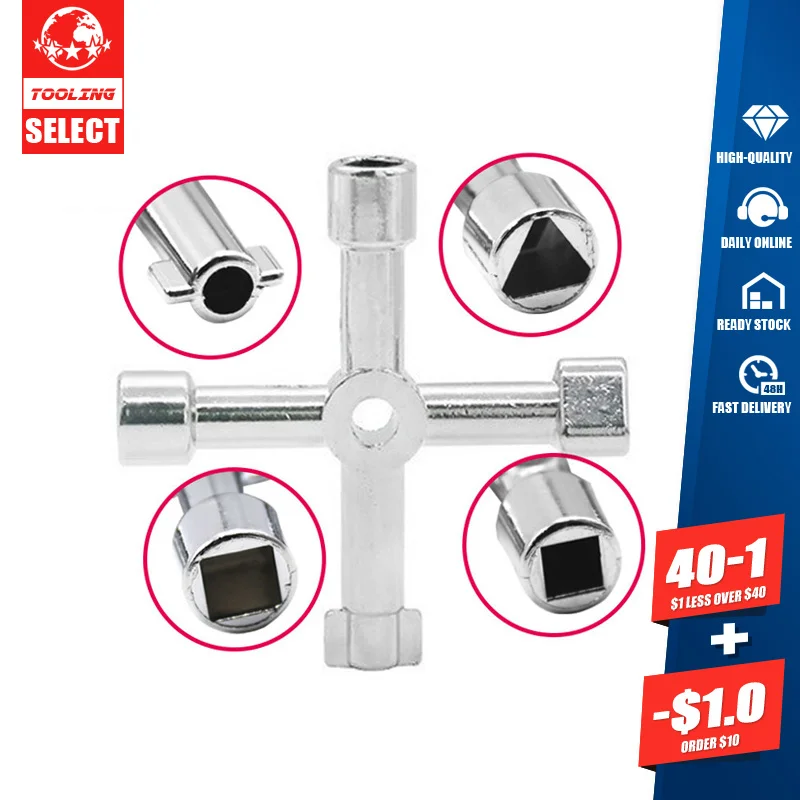 

New 4 In 1 Universal Key Wrench Square Key Triangle Train Electrical Cupboard Box Elevator Cabinet Switch Wrench Key