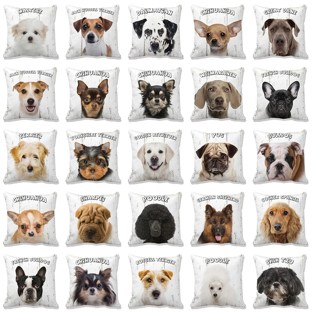 

45x45cm Cute Dog Yorkie Pillow Case Pug Pillows Sofa Car Bed Sofa Pillowcase Bedroom Decoration Cushion Cover Home Gifts