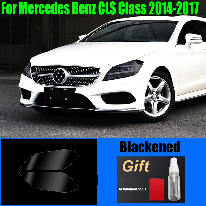 

TPU headlight film for Mercedes CLS Class 2014-2017, automotive style dye, black transparent protection stickers, accessories, 2