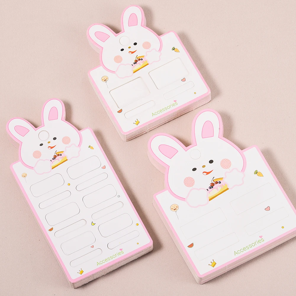 10-50pcs Barrettes Packing Paper Card Cute Rabbit Display Cards for DIY Girls Kid Hair Accessories Retail Price Tag Holder Label