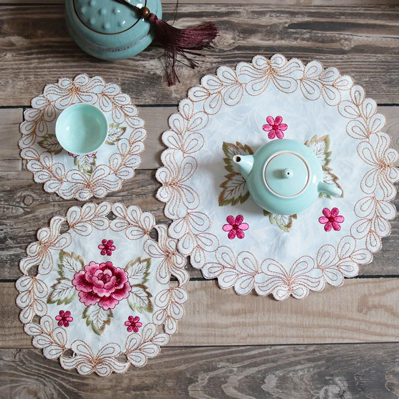 Лидер продаж вышитый цветок розы коврик для стола ткань свадебное