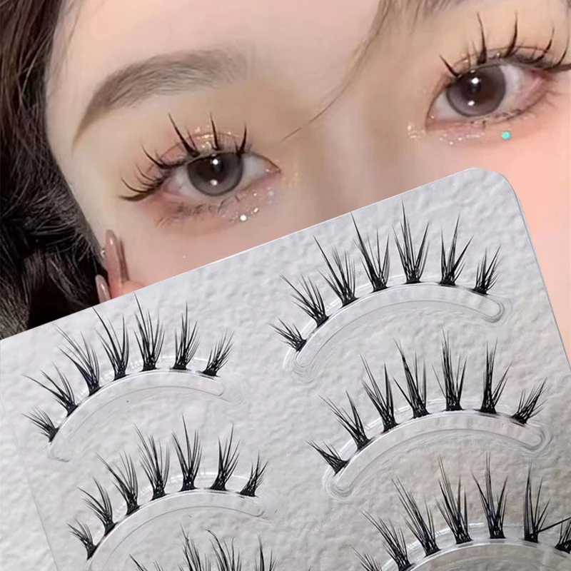 

New 5 Pairs Little Devil False Eyelashes Cos Japanese Eyelashes Handmade Transparent Terrier Thick Curling Eyelash Makeup Tools
