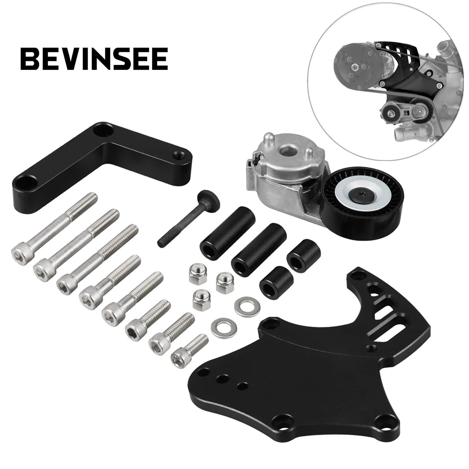 Кронштейн компрессора кондиционера LS Truck Sanden 508 с комплектом натяжителя для Chevrolet