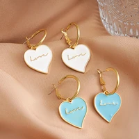 2 color heart drop glaze vintage womens earrings simple korean fashion womens wedding engagement jewelry