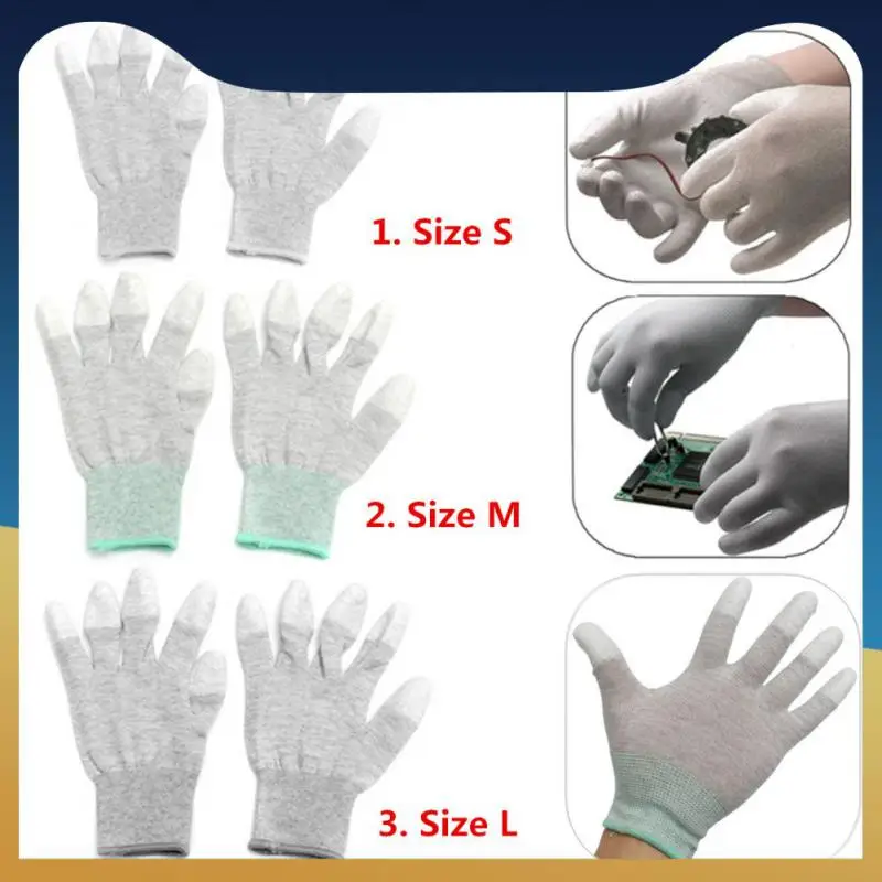 

Anti-static Gloves Elasticity Non-Slip Finger PU coating Carbon Fiber Electronic Work Protective Gloves S/L/M size