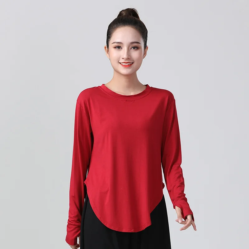 

Dance Practice Clothes For Women Adults New Sets Of Fingers Loose Long-sleeved Modern Dance Form Training Dance Large Size Tops