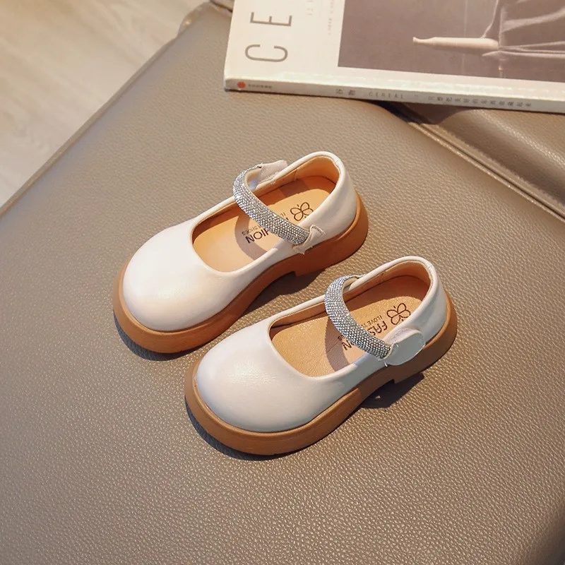 

CAPSELLA KIDS Spring Autumn Children Girls Elegant Sequins Leather Shoes Girls Fashion Hook & Loop Casual Shoes Size 26-37