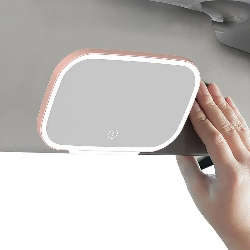 

Car Vanity Mirror With LED Lights Smart Touch Control Design Visor Lighted Vanity Mirror 3 Light Mode Dimmable With Built-In