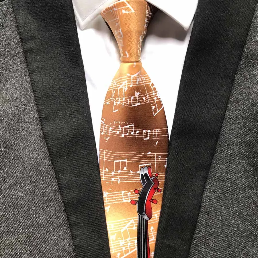 

Unique Design Men Musical Necktie Musician Concert Party Ties with Music Staff Neck Tie for Party Show