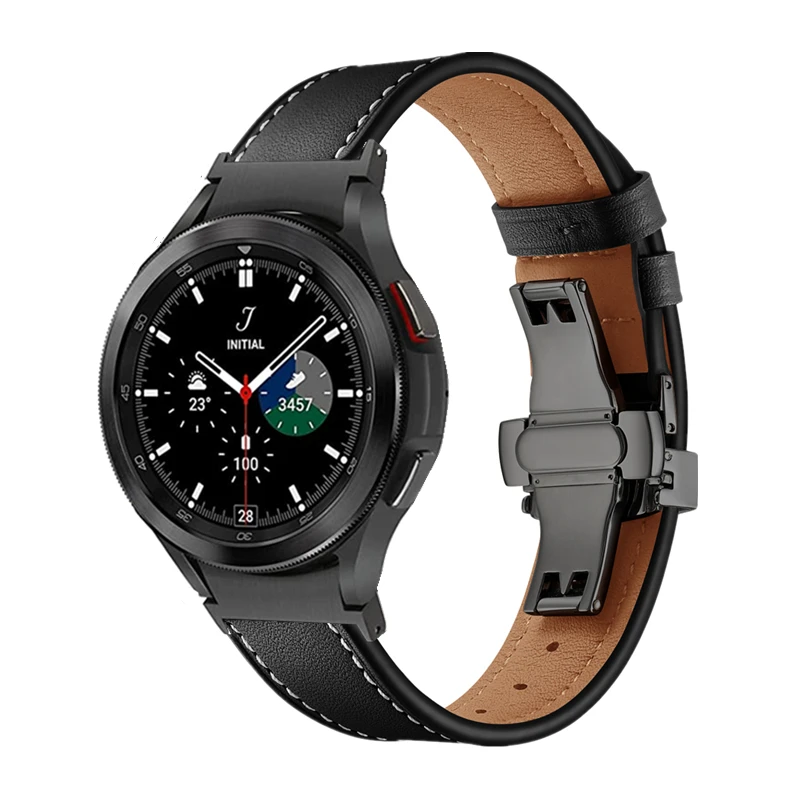 No Gaps Leather Strap for Samsung Galaxy Watch 4 5 Pro Band 44mm 40mm 45mm Butterfly Bracelet Galaxy Watch 4 Classic 42mm 46mm