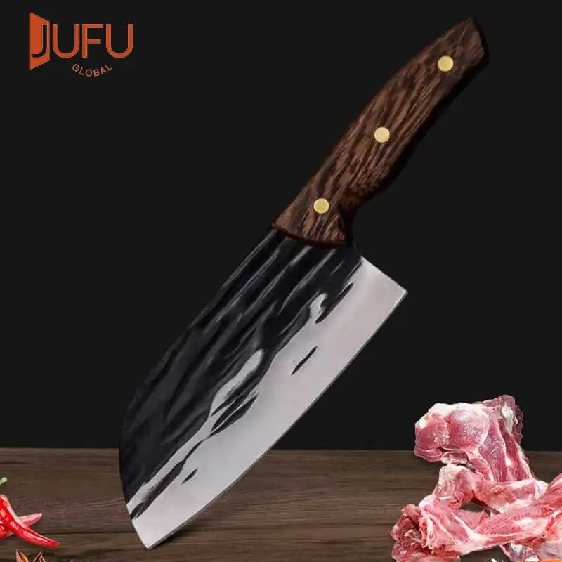 

Кухонные ножи шеф-повара, кованый нож из углеродистой стали с деревянной ручкой, уличный рыболовный нож для мяса, мясницкий нож для готовки, мясника