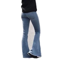 the new denim womens versatile slim fringe flared jeans pants