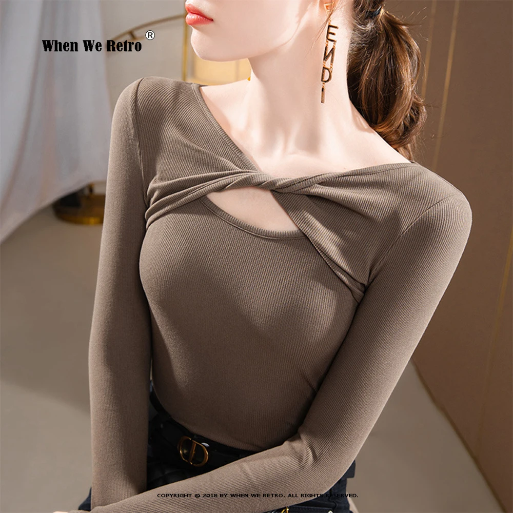 

Топы, женская футболка, Топ с длинным рукавом, базовая одежда в Корейском стиле, облегающая футболка, модные женские осенние белые футболки ...