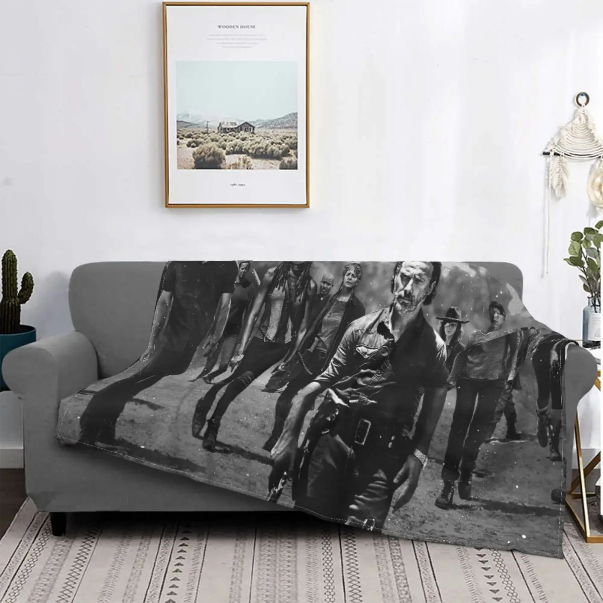 

The Walking Dead Pattern Blanket Flannel Spring Autumn Rick Grimes Portable Lightweight Thin Blanket Bed Outdoor Plush Thin