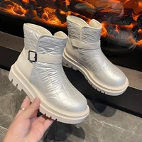 2022 non slip waterproof snow boots for women thick plush winter ankle boots woman platform keep warm cotton padded shoes