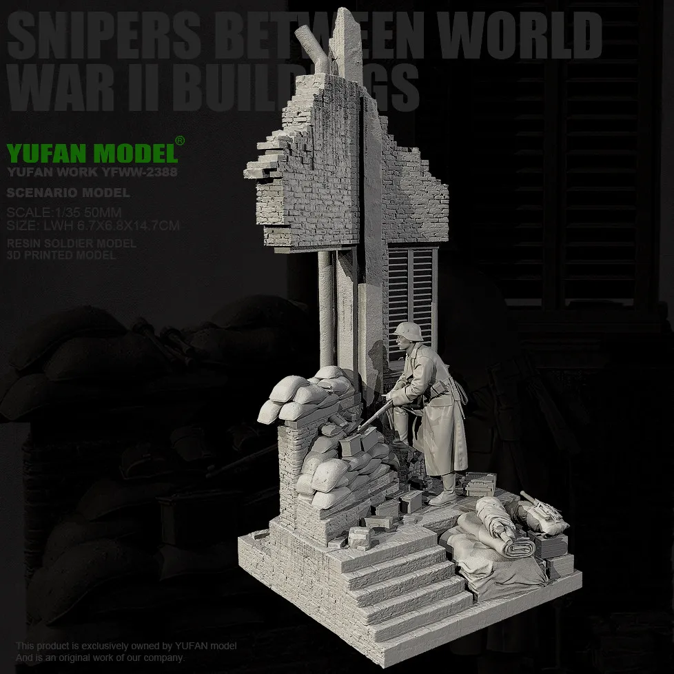 Фото YUFAN MODEL 1/35 Солдат из смолы (полный комплект), белая модель для самостоятельной сборки и покраски YFWW-2388+3D №3