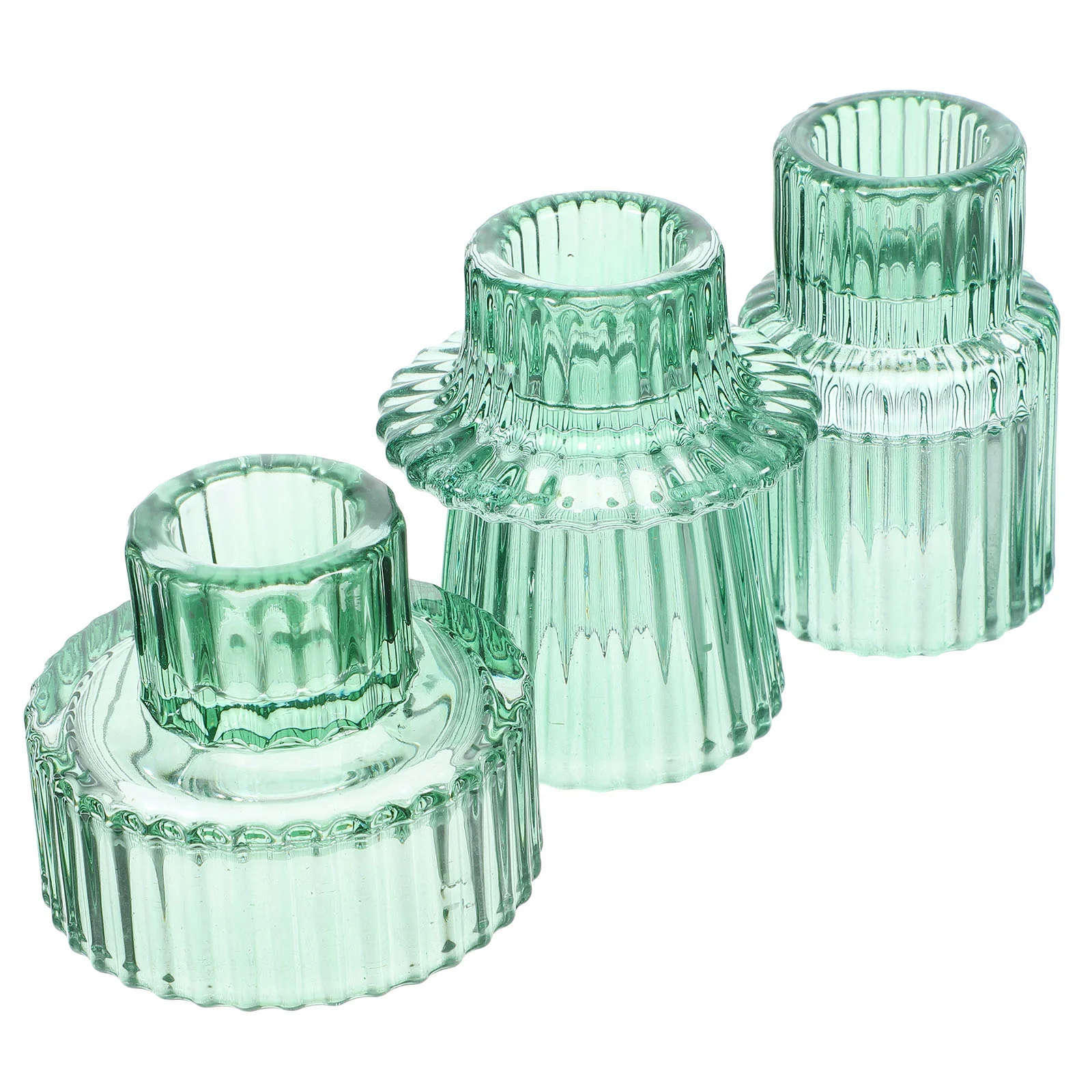 

3 Pcs Tea Light Candlestick Greenery Decor Tall Holder Glass Candlesticks Holders
