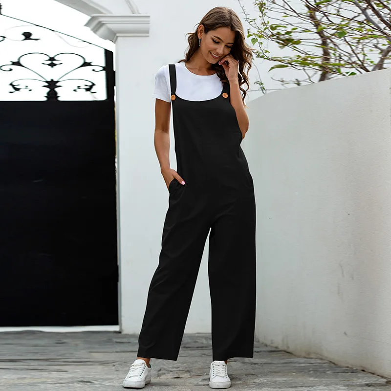 

Retro Casual Loose Jumpsuit Wide Leg Jump Suit Streetwear Jumpsuits Ropa Vintage Overalls for Women Fashion Woman Clothing