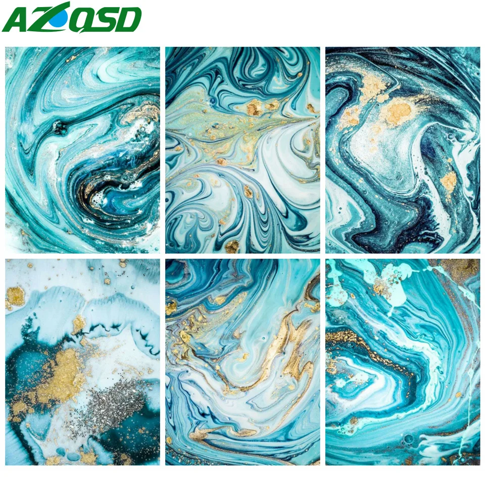 

AZQSD Drawing By Numbers Watercolor Wave Scenery Hand Painted Kits On Canvas Decor For Home Unique Gift DIY Frame Digital