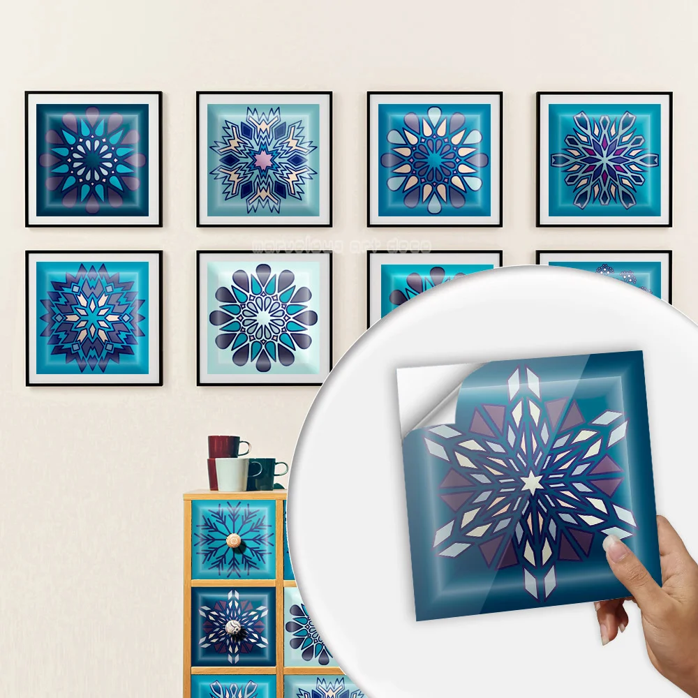 

Mandala Style Thickened Crystal Hard Piece Tile Sticker Washbasin Home Decoration Self-adhesive Wall Sticker