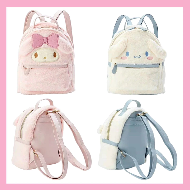 

Kawaii Sanrios Cinnamoroll My Melody Plush Backpack Children's Toys School Bag Anime Girl Travel Shoulder Bag Kids Holiday Gifts