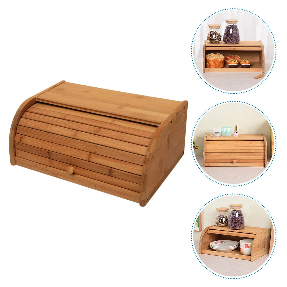 

1Pc Durable Bamboo Storage Box Home Food Storage Holder Kitchen Bread Container