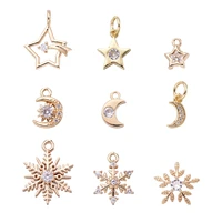 18pcs mixed copper zircon charms star moon snowflake shape pendants for women earring necklace diy jewelry making supplies