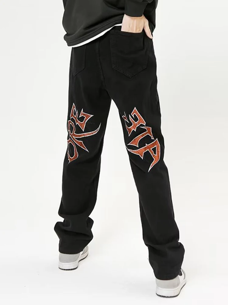 Streetwear Clothes Y2K Emo Men Women Harajuku Cartoon Straight Alt Denim Washed Grunge Trousers Ripped Jeans Baggy Jean Pants