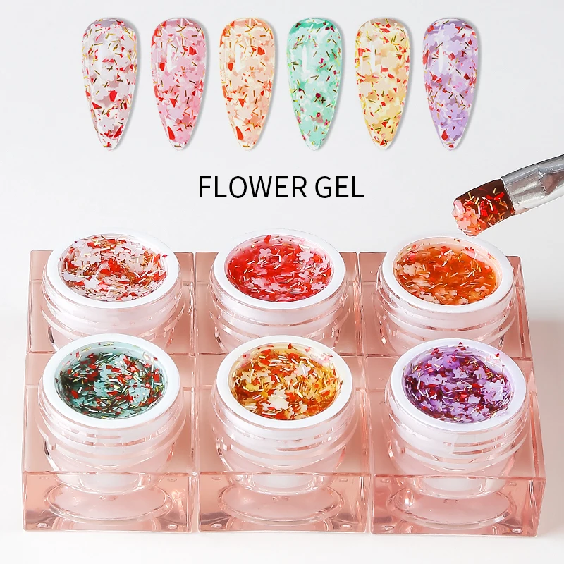 Блестящий цветочный Гель-лак для ногтей 6 цветов-серия Flower Fairy Soak Off УФ-гель DIY Painting