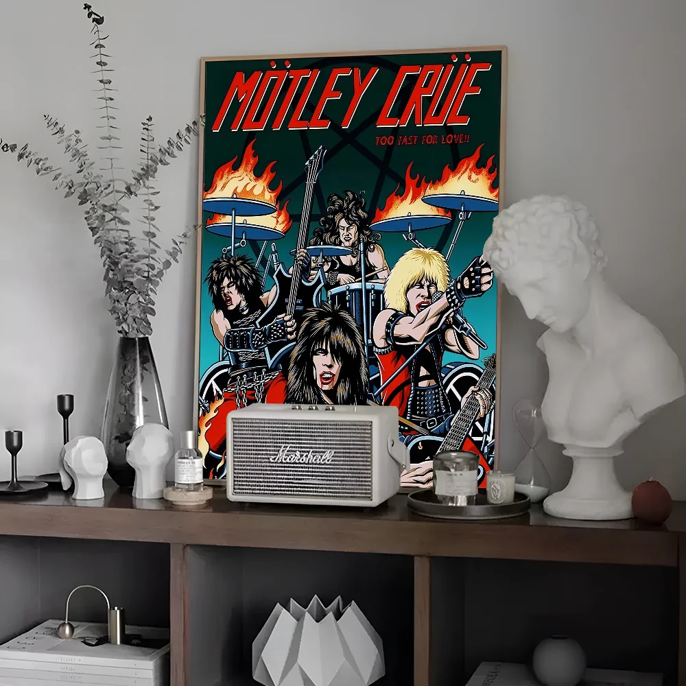 Motley C-crues Rock Whitepaper постер HD качественный настенная живопись кабинет Настенный