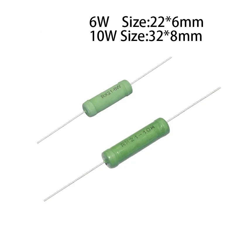 

10PCS RX21 5W 6W 10W Wire Wound Resistance 5% 0.1 ~ 33K 3 4.7 10 22 27 47 100 120 180 200 220 270 330R 360 510 1K 10K 12K 15K Oh