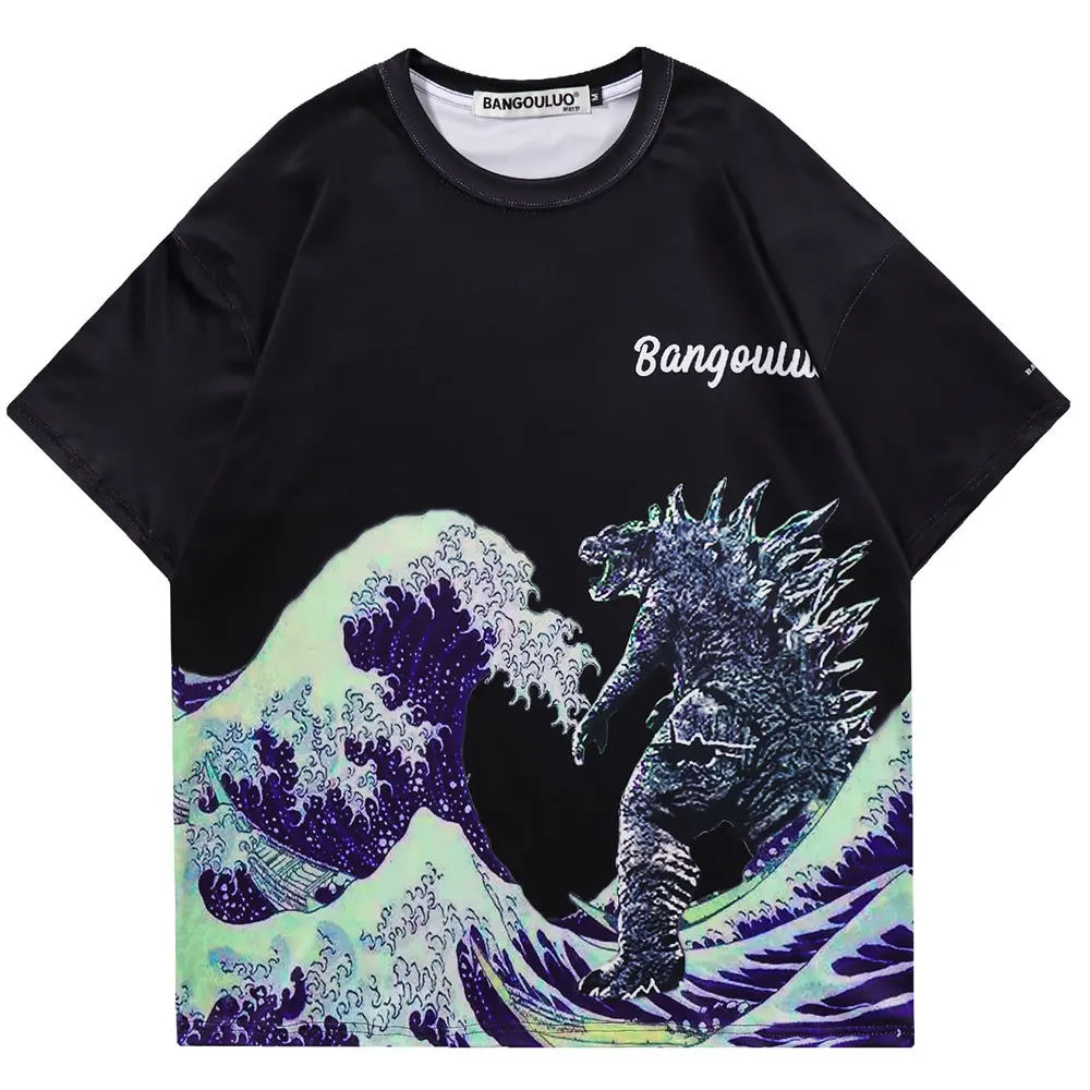

Men T-shirt Ocean Monster Digital Print Polyester O-neck Top T-shirts Harajuku Casual Streetwear Short Sleeve Oversized T-shirt