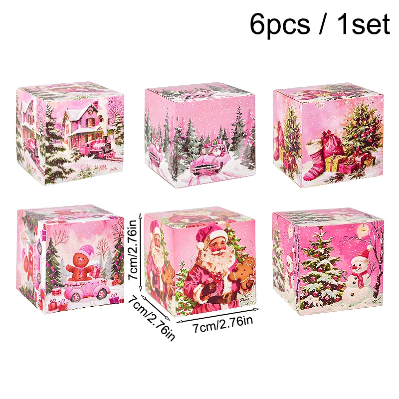 6 шт./компл. розовая рождественская подарочная коробка упаковочная для печенья