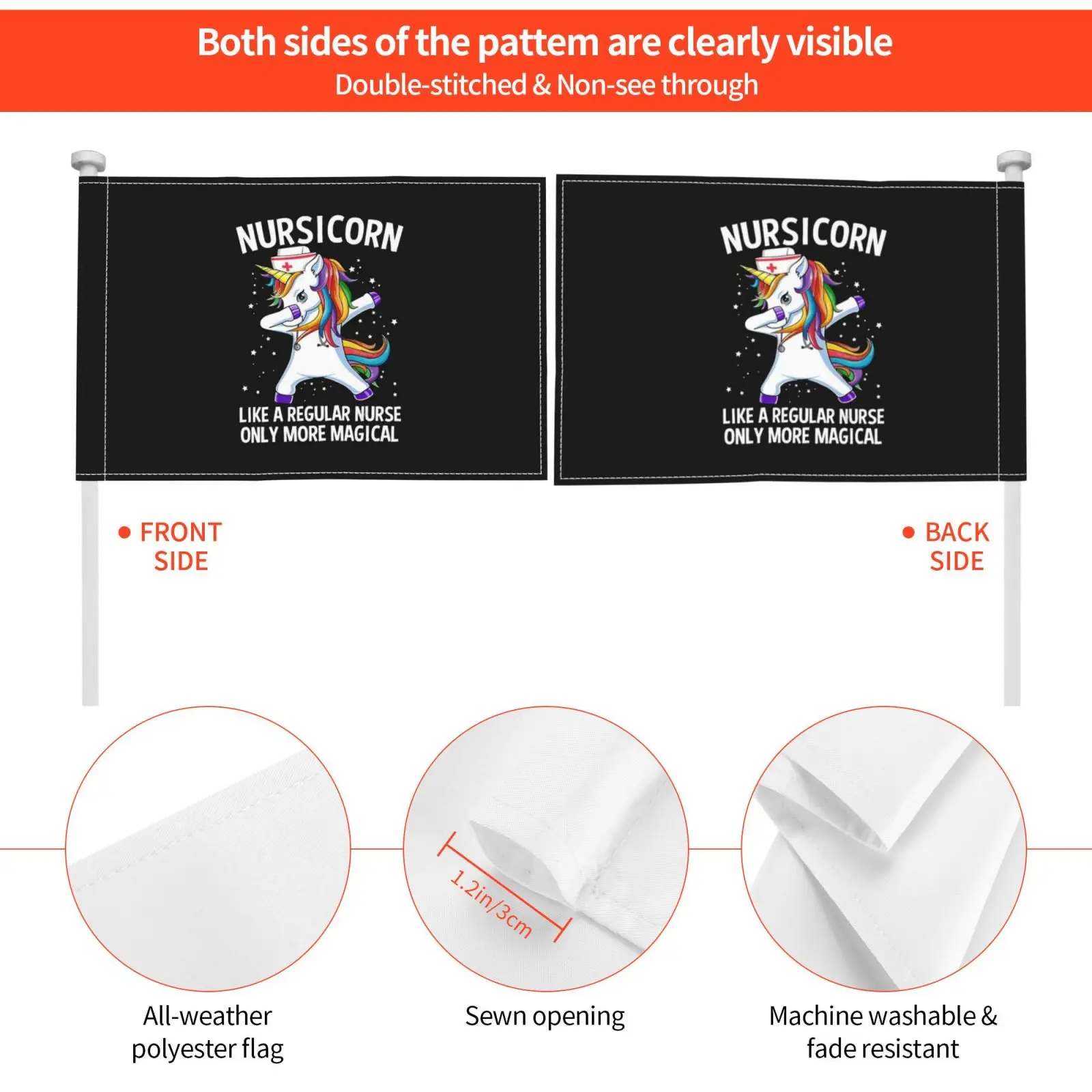 Забавный медсестринский флаг Dabbing в виде единорога с принтом автомобильного