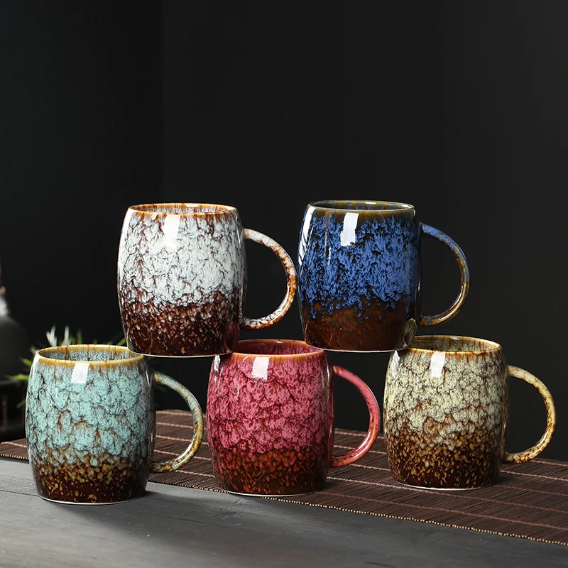 

480ml Big China Ceramic Mug Kiln Change Coffee Cup Porcelain Water Cups Pottery Tea Mugs Gift Wholesale Drinkware with Handle