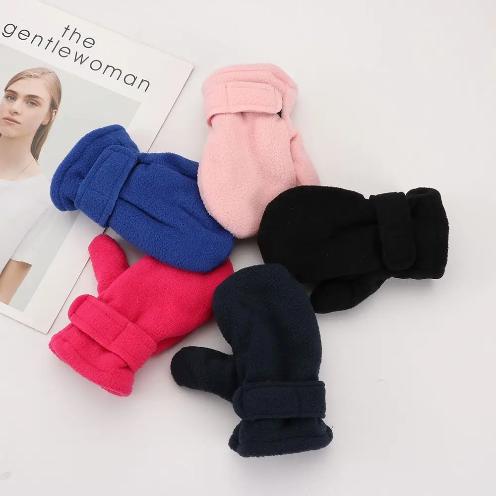 

Childrens Gloves Lined with Fleece Winter Mittens Outdoor Hand Warmers Kids Boy Girls Thickening Warm Color Gloves 1-7 Years