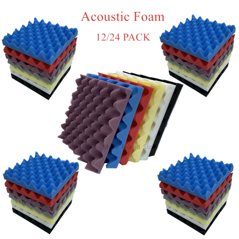 12/24 шт. 25x25x4 см акустическая пена звукоизоляционная звукоизоляционные звуковые