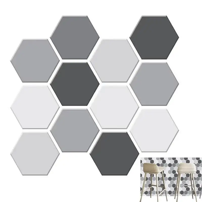 

Hexagon Tile Peel And Stick Stick On Backsplash 3D Backsplash Tile Wall Sticker Stylish Heat-resistant 3D Hexagon Tile Decals