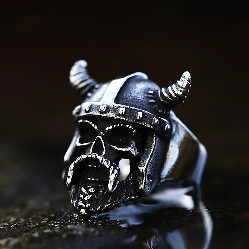 

Punk Vintage Viking Spartan Warrior Ring Stainles Steel Viking Warrior Rings For Men Norse Totem Amulet Jewelry Gift Wholesale