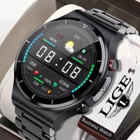 lige health smart watch men ecgppg body temperature blood pressure heart rate waterproof wireless charger smartwatch 360360 hd