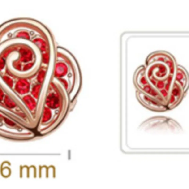 AAAA + стразы красная роза полые цветочные серьги-гвоздики летние модные ювелирные