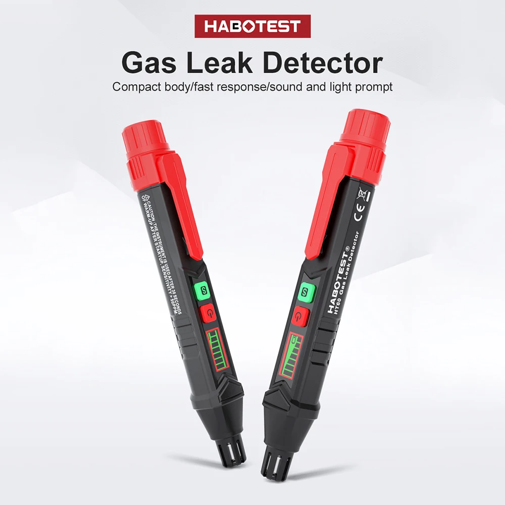 

HABOTEST HT60 Portable Gas Leak Detector Alarm Combustible Gas Detector with Audible and Visual Alarm with LCD Display 2pcs