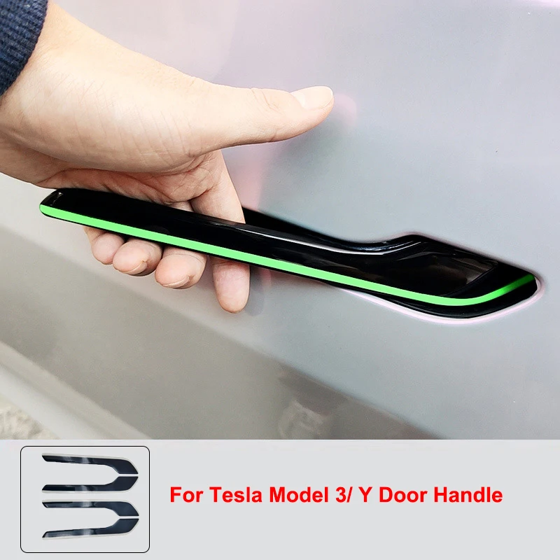 

Чехол для дверной ручки Tesla Model 3 Y, защитная наклейка, модель Y 21, светящиеся аксессуары для модификации дверной ручки, комплект светящихся ру...
