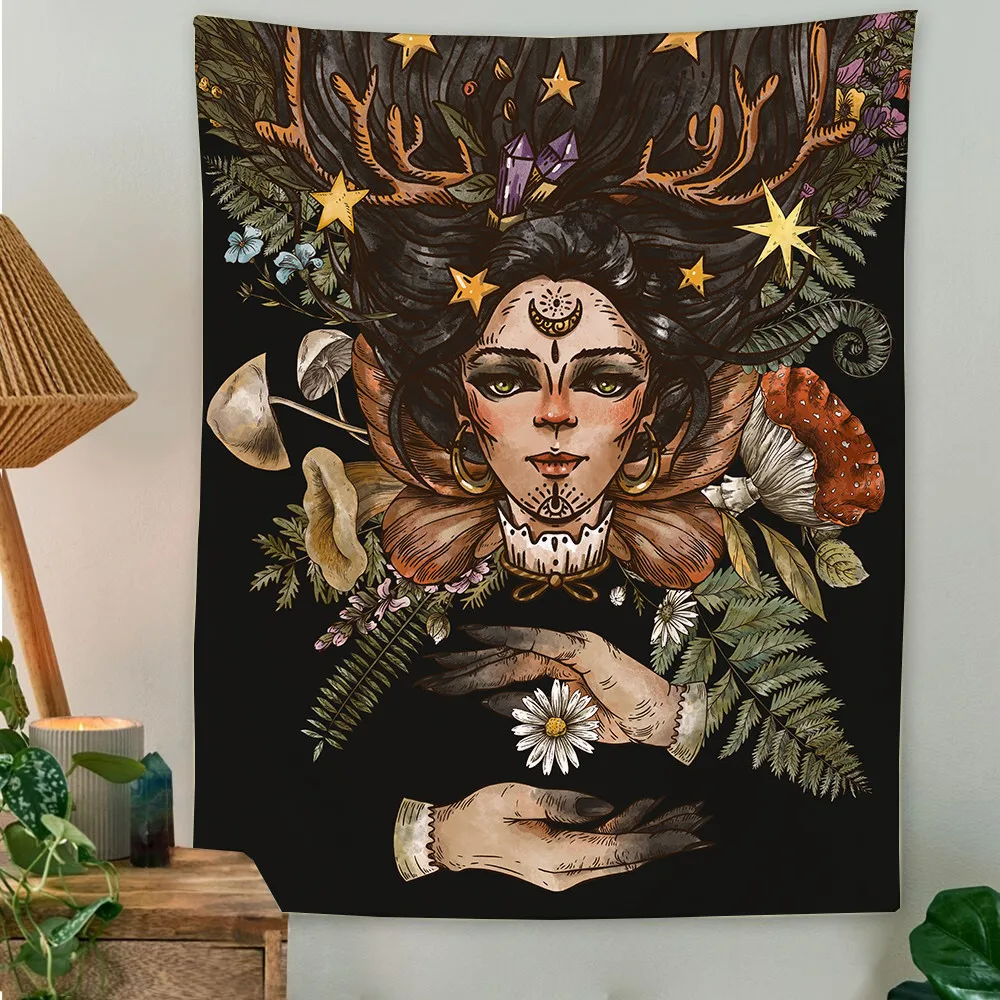 Гобелен в стиле бохо Солнце Луна Мандала узор настенные подвесные гобелены холст