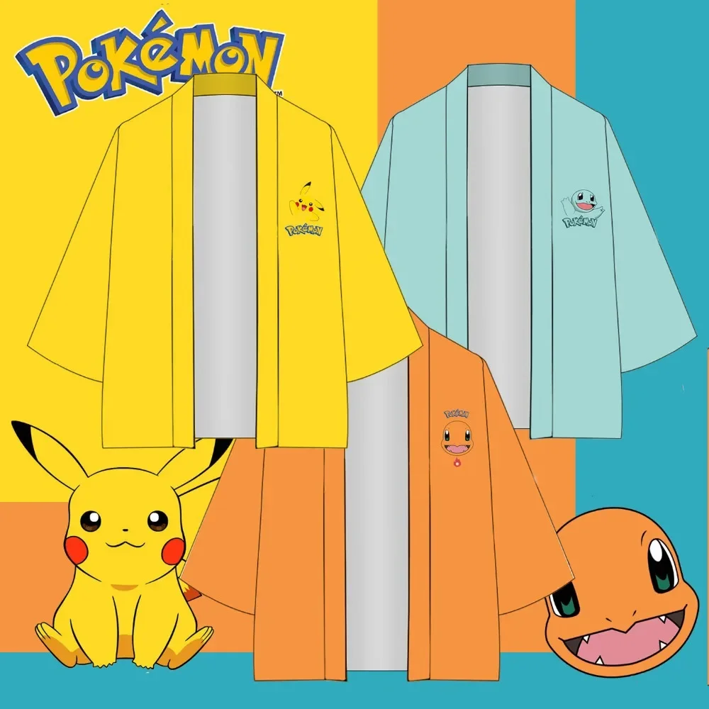 

New Pokémon Pikachu Peripheral Two-dimensional Coat Cloak Three-quarter Sleeve Anime Haori Kimono Best Birthday Gift