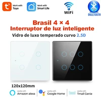 4x4 tuya wifi brazil smart light switch 46 gang touch wall 110 240v screen panel app neutral wire work with alexa google home