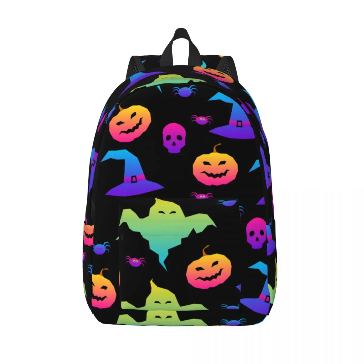 

Men Women Backpack Large Capacity School Backpack for Student Rainbow Happy Halloween School Bag