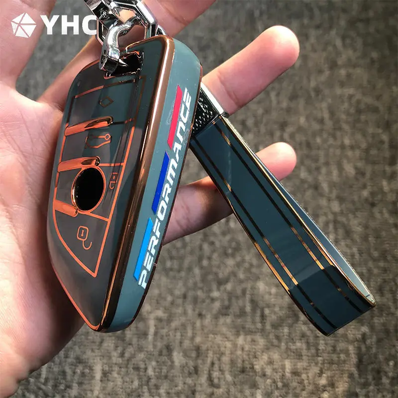 

YHC Car Key Case Cover For BMW 5 Series 525/530li 7 Series X1 X5 X6 Fully Wrapped Car Remote Control Shell