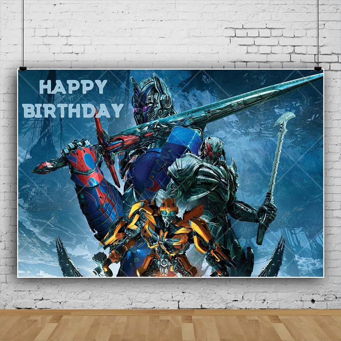 Transformers Optimus Prime Bumblebee Cool Boy Car Theme Kid Birthday Party Backdrop Custom KidRoom Photo Poster Decor Background